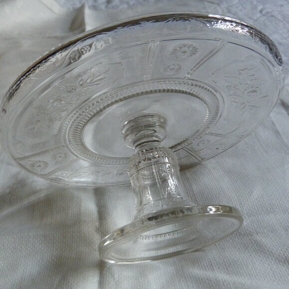Antique 1880s Early American Pattern Glass Pedestal Cake Stand Made in USA Bryce - Picture 6 of 12